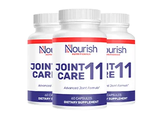 Joint Care 11 supplement bottle, designed to improve joint flexibility, reduce pain, and support cartilage and bone health naturally